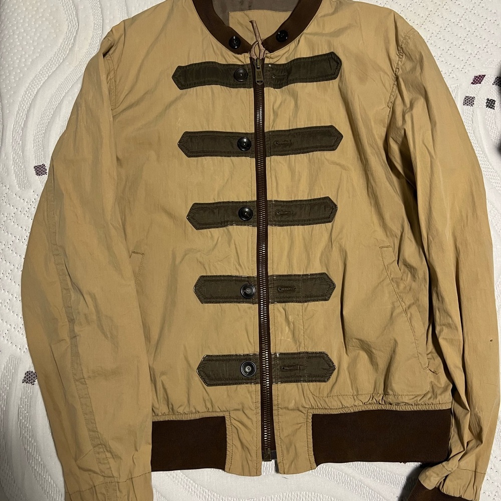 Yves Saint Laurent Cream and Brown Military Field Jacket
